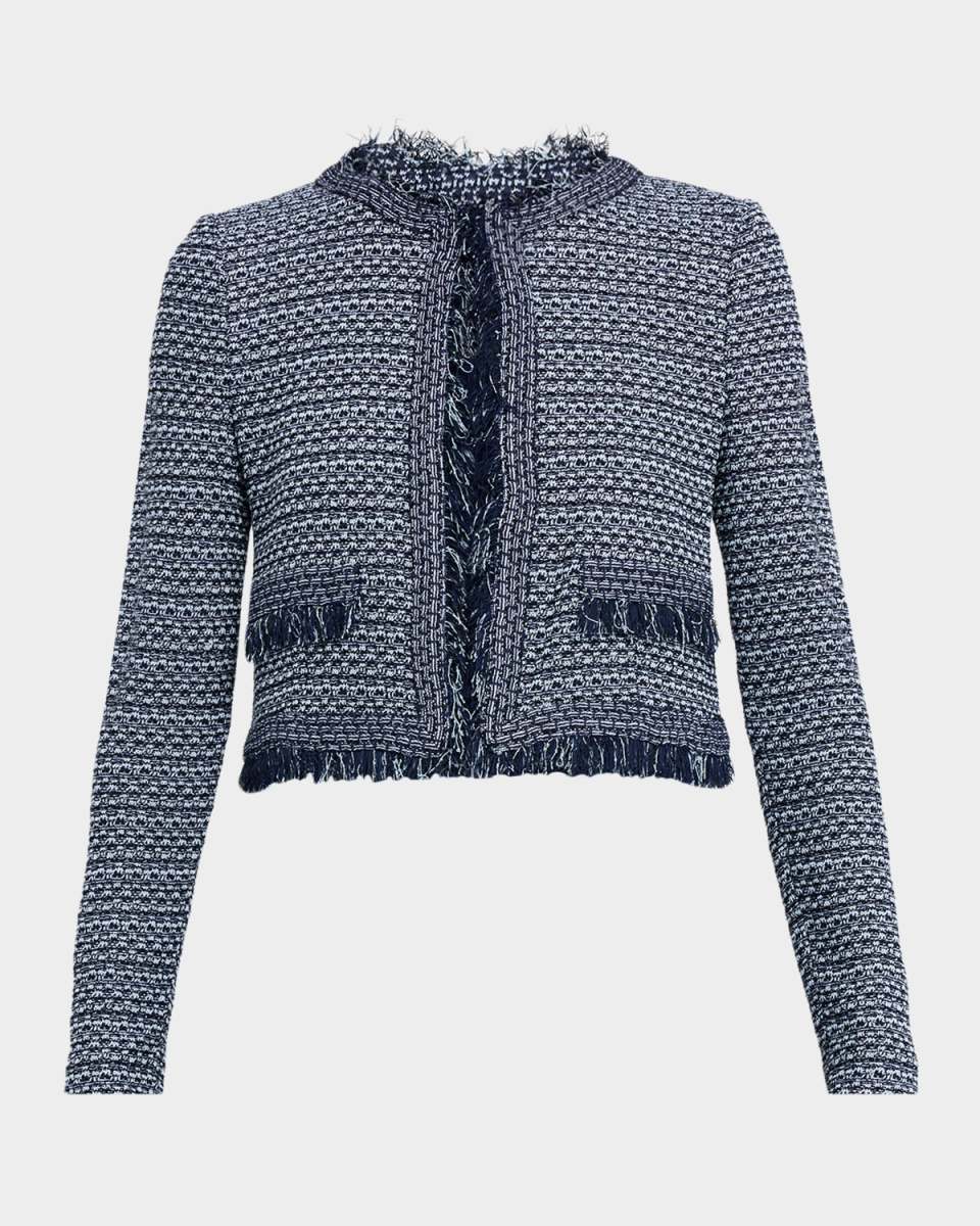 x Lani Lynn Fringe-Trim Cropped Tweed Jacket